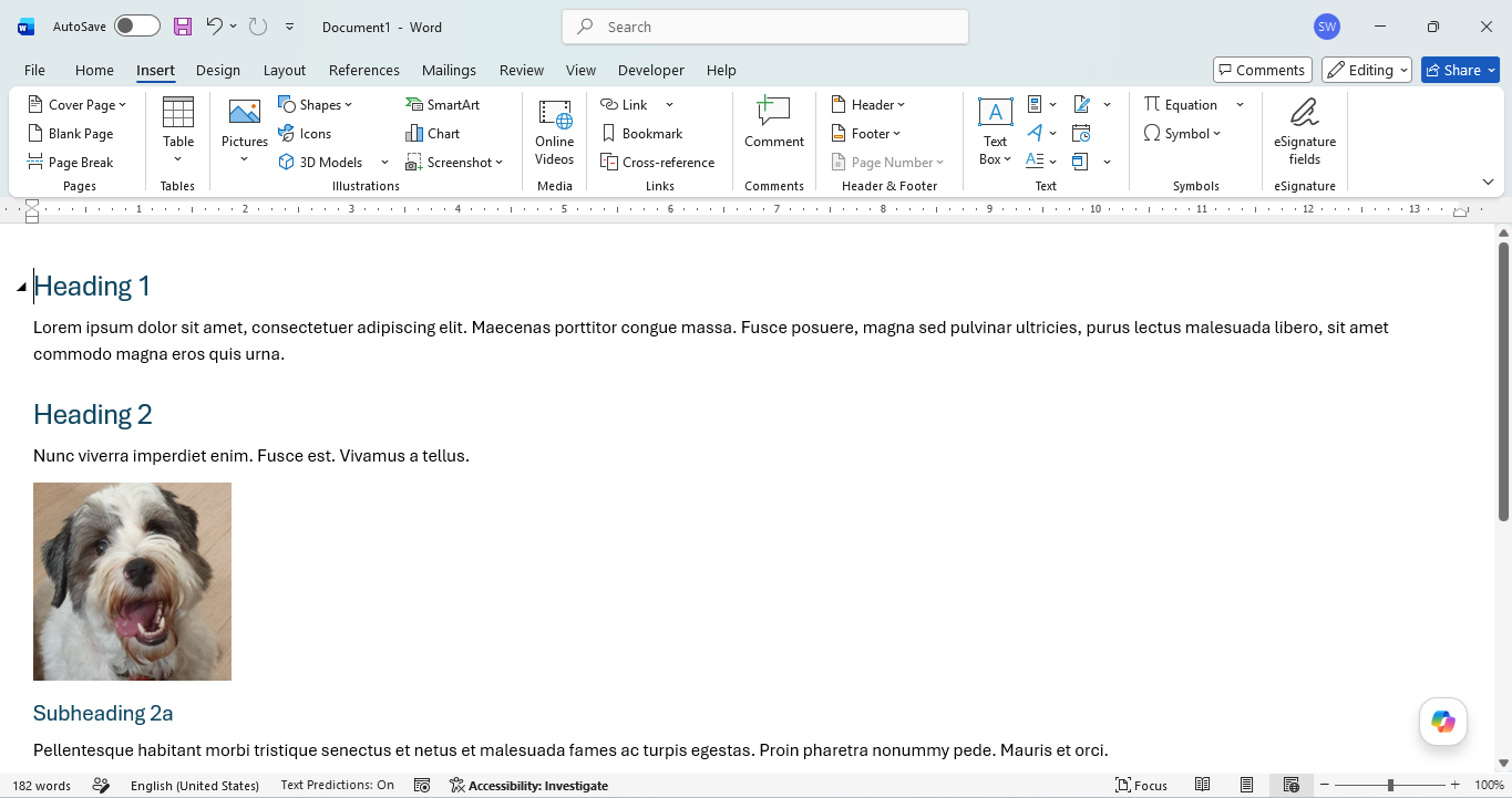 Web layout view in Microsoft Word